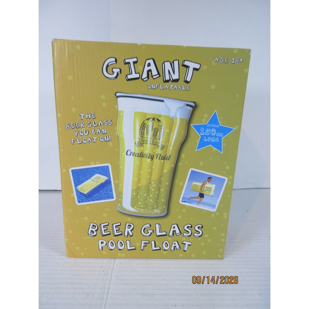 Oliphant Giant Inflatable Beer Glass Pool Float 150cm Novelty Pint Lounger New